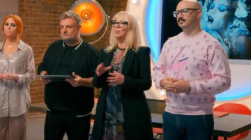 Jam Deluxe Shop Light Pink Sweater worn by Dominic C. Skinner as seen in Glow Up: Britain's Next Make-Up Star (S02E07)