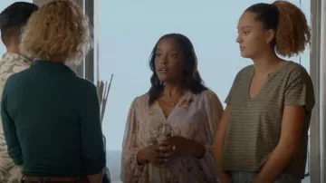 Ted Baker Harpier Blouse worn by Lara Nuzo (Tiffany Hines) as seen in Magnum P.I. (S05E04)