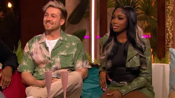 Pretty Little Thing Shape Sage Green Faux Leather Cropped Jacket worn by Indiyah Polack as seen in Love Island: Aftersun