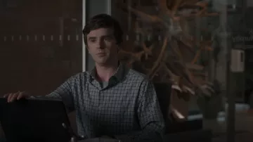 Peter Millar Penrose Performance Poplin Blue Shirt worn by Dr. Shaun Murphy (Freddie Highmore) as seen in The Good Doctor (S06E15)