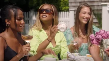 Pretty Little Thing Lime Long Sleeve Ruched Frill Hem Shirt worn by Mya Allen as seen in Summer House (S07E03)
