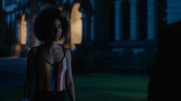 Topshop Vertical Stripe Bodysuit worn by Bill (Pearl Mackie) as seen in Doctor Who (S10E01)