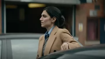 Mango Lip­stick Long Coat worn by DI Lou Slack (Leila Farzad) as seen in Better (S01E04)