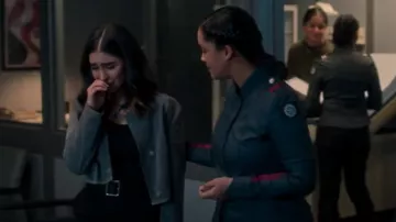 Romwe Plus Flap Detail Button Front Jacket worn by Penelope Silver (Mellany Barros) as seen in Motherland: Fort Salem (S02E04)