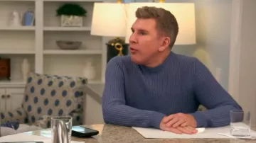 Suéter Sid Mashburn Ribbed Merino Wool Blend usado por Todd Chrisley como se ve en Chrisley Knows Best (S10E05)