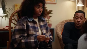 Sandro Warren Plaid Patterned Jacket worn by Ayesha (Ayo Edebiri) as seen in Abbott Elementary (S02E18)