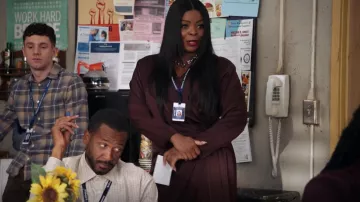 H&M Satin Wrap Front Dress worn by Ava Coleman (Janelle James) as seen in Abbott Elementary (S02E18)