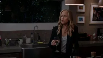 Theory Pin­stripe Boy Jack­et worn by Dr. Teddy Altman (Kim Raver) as seen in Grey's Anatomy (S19E09)