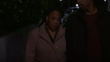 Vince Camuto Chain Belt­ed Maxi Coat worn by Dr. Miranda Bailey (Chandra Wilson) as seen in Grey's Anatomy (S19E09)