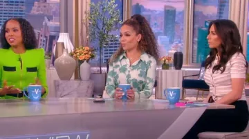 Balmain Metallic Zebra Stripe Short Sleeve Cardigan worn by Alyssa Farah as seen in The View on March 9, 2023