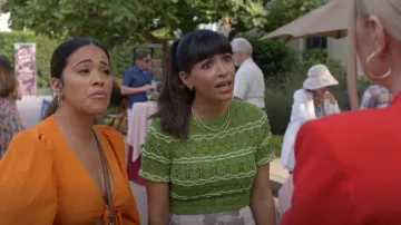 Suéter de punto recortado texturizado de Zara usado por Sam (Hannah Simone) como se ve en Not Dead Yet (S01E06)