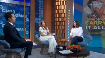 Suéter de malla Taylor usado por Paula Faris visto en Good Morning America el 8 de marzo de 2023