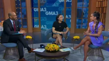 Minirobe découpée enduite A.L.C. Lexi portée par Robin Arzon vue dans Good Morning America le 9 mars 2023