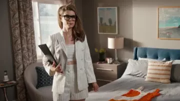 Guess Martina Striped Top worn by Det. Samantha Wazowski (Meredith MacNeill) as seen in Pretty Hard Cases (S03E10)