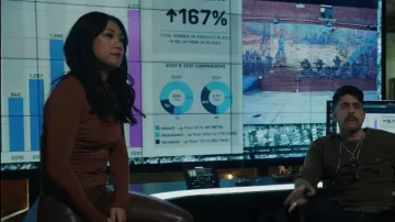 Enza Costa Asymmetric Jersey Top worn by Melody 'Mel' Bayani (Liza Lapira) as seen in The Equalizer (S03E11)