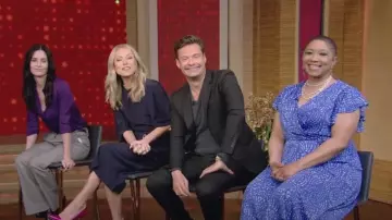 DKNY Print Faux Wrap Dress worn by Deja Vu as seen in LIVE with Kelly and Ryan on March 9, 2023