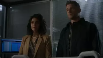 Z Supply Cinema Faux Suede Blazer worn by Allie Rajan (Mandeep Dhillon) as seen in CSI: Vegas (S02E16)