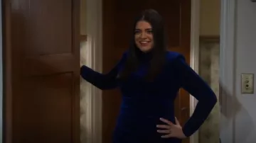 Betsy & Adam Short Mock Neck Long Sleeve Velvet Dress worn by Mayan (Mayan Lopez) as seen in Lopez vs. Lopez (S01E13)
