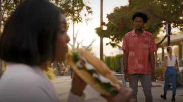 BDG Bandana Print Linen Short Sleeve Button-Down Shirt worn by Noah Koles (Echo Kellum) as seen in Grand Crew (S01E01)