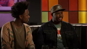 Levi's The Trucker Denim Jacket Blue Rinse worn by Sherm Jones (Carl Tart) as seen in Grand Crew (S01E03)