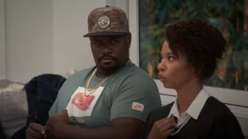 Nike Sportswear Sneaker Box Graphic T-Shirt worn by Sherm Jones (Carl Tart) as seen in Grand Crew (S01E03)