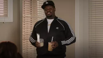 Adidas Originals SST Track Jacket worn by Sherm Jones (Carl Tart) as seen in Grand Crew (S01E05)