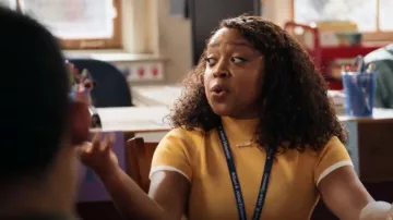 Maeve Mock-Neck Sweater Top worn by Janine Teagues (Quinta Brunson) as seen in Abbott Elementary (S02E19)