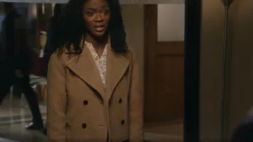 Theory Cropped Double Breasted Recycled Wool Blend Fleece Jacket worn by Maya Thomas (Yasha Jackson) as seen in Blue Bloods (S13E15)