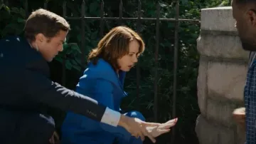 Lafayette 148 New York Wool-Silk Crepe Three-Button Academy Blazer worn by Cynthia Panabaker (Deirdre Lovejoy) as seen in The Blacklist (S10E03)