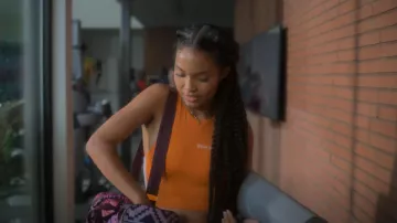 Palm Angels Logo Crop Top In Orange worn by Zoey Johnson (Yara Shahidi) as seen in grown-ish (S05E18)