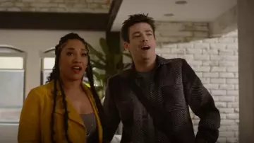 Wax London Whiting Overshirt Navy/Grey Ombre Giant Windowpane worn by Barry Allen (Grant Gustin) as seen in The Flash (S09E06)