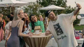 R13 Punk New York T-Shirt in White worn by Chase Dubek (Case Walker) as seen in The Other Two TV series outfits (Season 3)