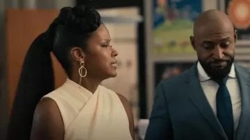 Nanushka Scarf Draped Wrap Top worn by Vivian Banks (Cassandra Freeman) as seen in Bel-Air (S02E04)