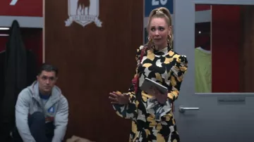 De La Vali Puma Ruched Printed Satin Mini Dress worn by Keeley Jones (Juno Temple) as seen in Ted Lasso (S02E03)