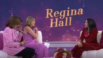 Nili Lotan Corette Velvet Flared Pants worn by Regina Hall as seen in Today with Hoda & Jenna on March 16, 2023