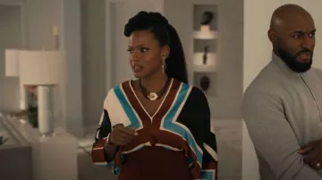 Zara Printed Flowing Blouse Top with Ties worn by Vivian Banks (Cassandra Freeman) as seen in Bel-Air (S02E04)
