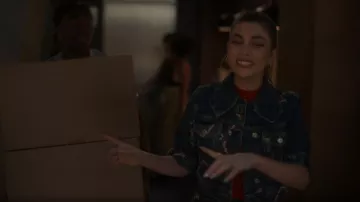 Ganni Floral Cropped Denim Jacket worn by Lauryn (Amelie Ziiber) as seen in grown-ish (S05E18)