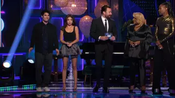 Christian Louboutin Jewel Queen 100 Crystal Embellished Bow Detailed Glossed Leather Sandals worn by Sarah Hyland as seen in That's My Jam (S02E02)