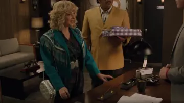 L.J. Simone New York Bronze Quilted Leather Crossbody Handbag worn by Beverly Goldberg (Wendi McLendon-Covey) as seen in The Goldbergs (S10E17)