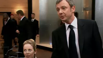 Eton White Striped Satin Tuxedo Shirt worn by The Master (John Simm) as seen in Doctor Who (S03E12)