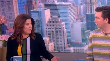 La Doublej London Striped Intarsia Merino Wool Maxi Vestido usado por Ana Navarro como se ve en The View el 17 de marzo de 2023