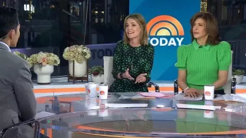 Vanessa Seward Aurore Vestido Midi estampado usado por Savannah Guthrie como se ve en Today el 17 de marzo de 2023