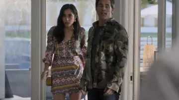 Zara Printed Satin Dress worn by Heather (Alona Tal) as seen in Party Down (S03E02)