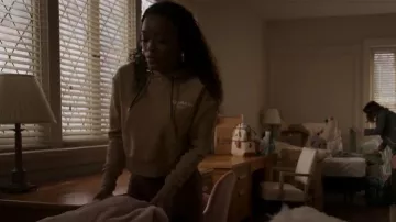 Balmain Pink Flocked Hood­ie worn by Diana Tejada (LaToya Tonodeo) as seen in Power Book II: Ghost (S03E01)