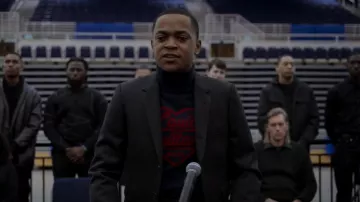 Louis Vuitton x Nigo Intarsia Heart Turtle Neck worn by Tariq St. Patrick (Michael Rainey Jr.) as seen in Power Book II: Ghost (S03E01)
