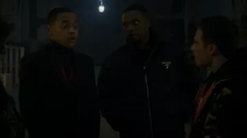 Prada Printed Zip-Up Hoodie with Nylon Details worn by Cane Tejada (Woody McClain) as seen in Power Book II: Ghost (S03E01)