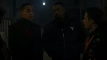 Prada Printed Zip-Up Hoodie with Nylon Details worn by Cane Tejada (Woody McClain) as seen in Power Book II: Ghost (S03E01)
