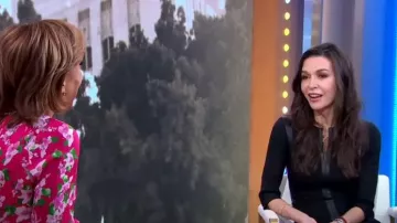 Ted Baker Halleid Vestido lápiz de imitación de cuero usado por Finola Hughes como se ve en Good Morning America el 21 de marzo de 2023