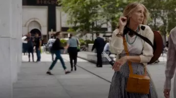 Norma Kamali 2pc Vintage Check Royalcore Victorian Inspired Dress worn by Carrie Bradshaw (Sarah Jessica Parker) as seen in And Just Like That… (S01E03)