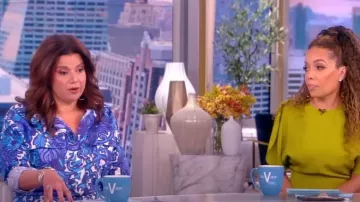LA Double J Aviator Traje gráfico con impresión gráfica usado por Ana Navarro visto en The View el 20 de marzo de 2023